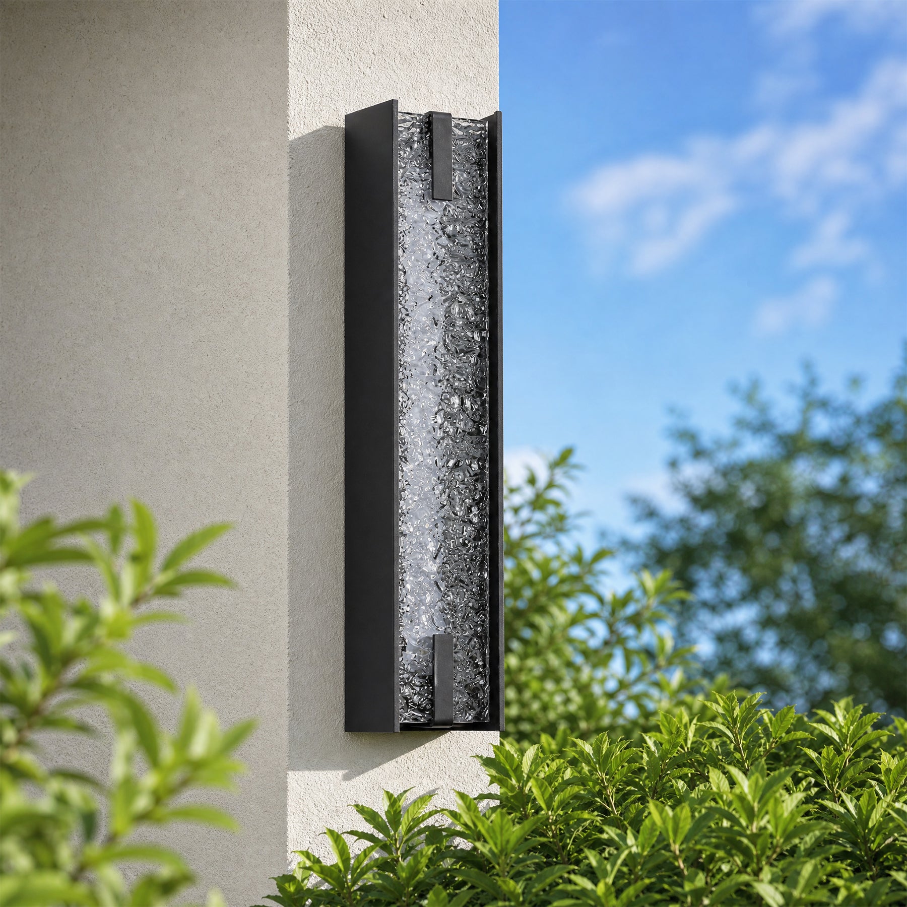 21.65" Outdoor LED Wall Sconce, Waterproof Wall Light Fixture with Water Ripple Acrylic