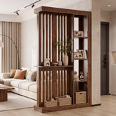 70.87" Wall Room Divider, Farmhouse Wall Partition with Storage Shelves for Living Room 3
