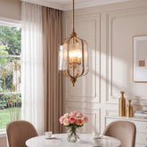 4-Light Pendant Light with Hand-Blown Textured Glass Shades, Adjustable Downrods 3