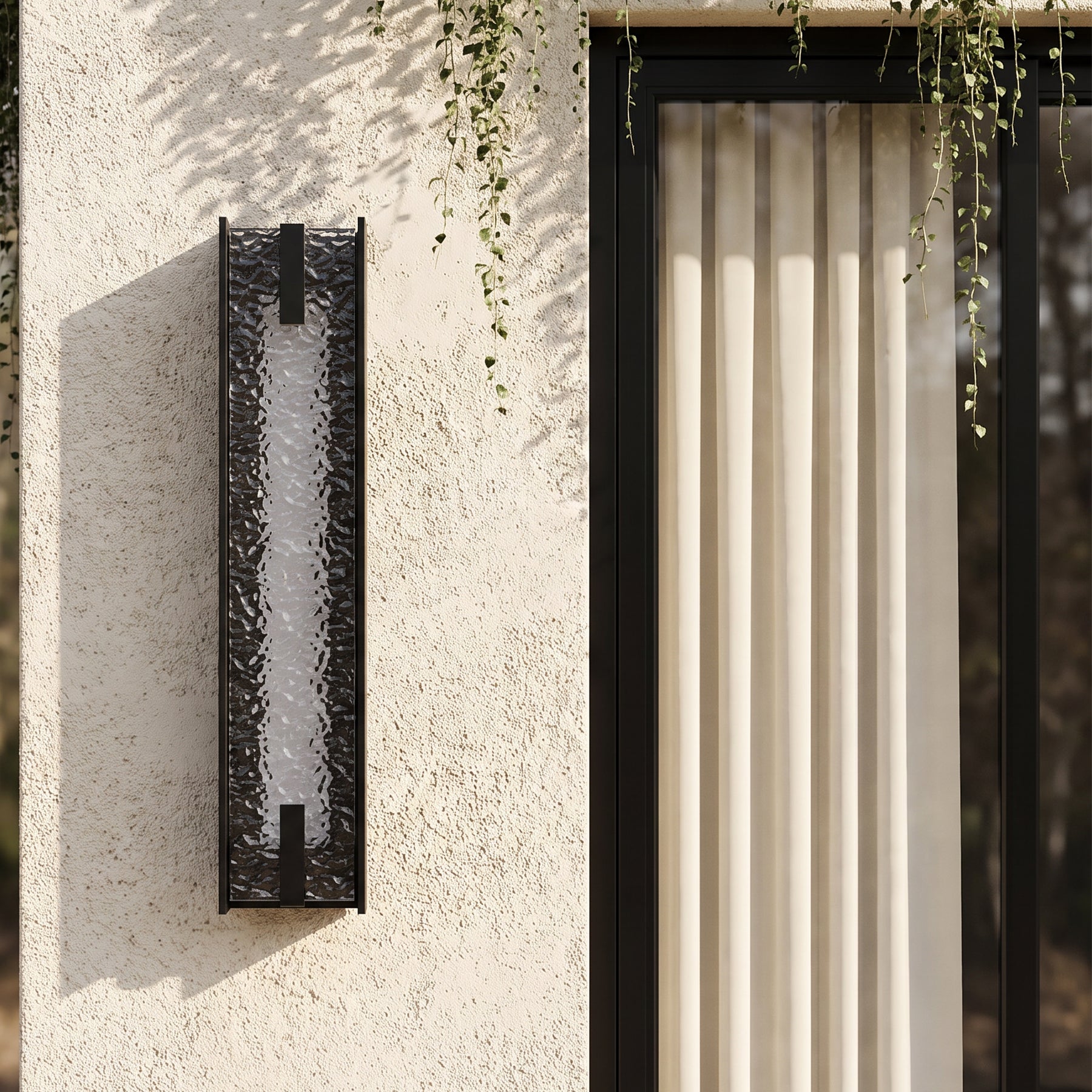 21.65" Outdoor LED Wall Sconce, Waterproof Wall Light Fixture with Water Ripple Acrylic