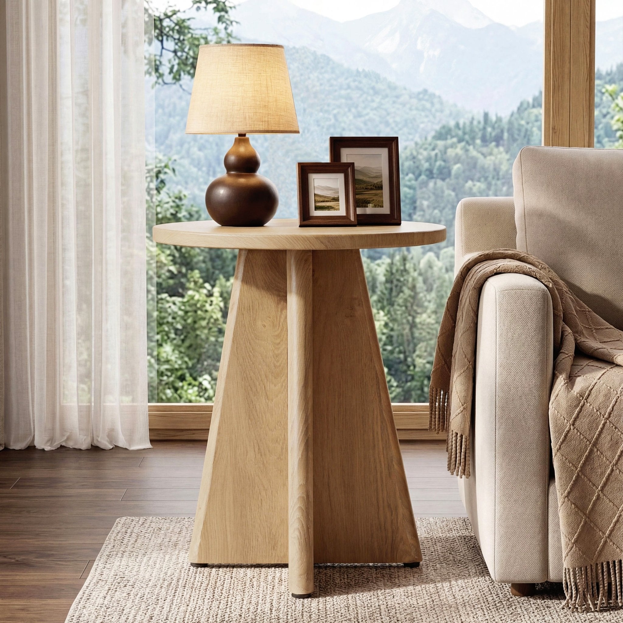 Tribesigns 19.7" Round End Table, Wooden Side Table for Living Room