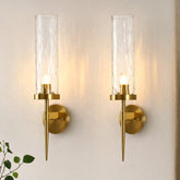 21.85" Modern Wall Sconces Set of 2, Bathroom Vanity Light Fixtures with Water Ripple Glass Shade 3