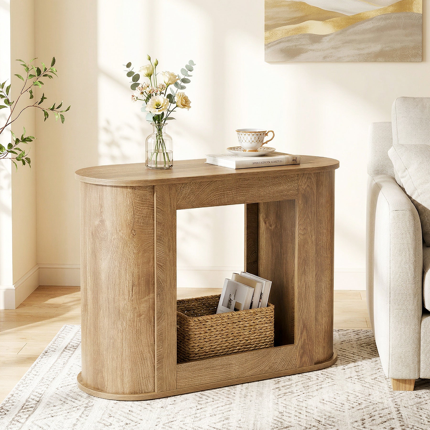 Tribesigns 31.5" Narrow Side Table, 2-Tier End Table with Shelf