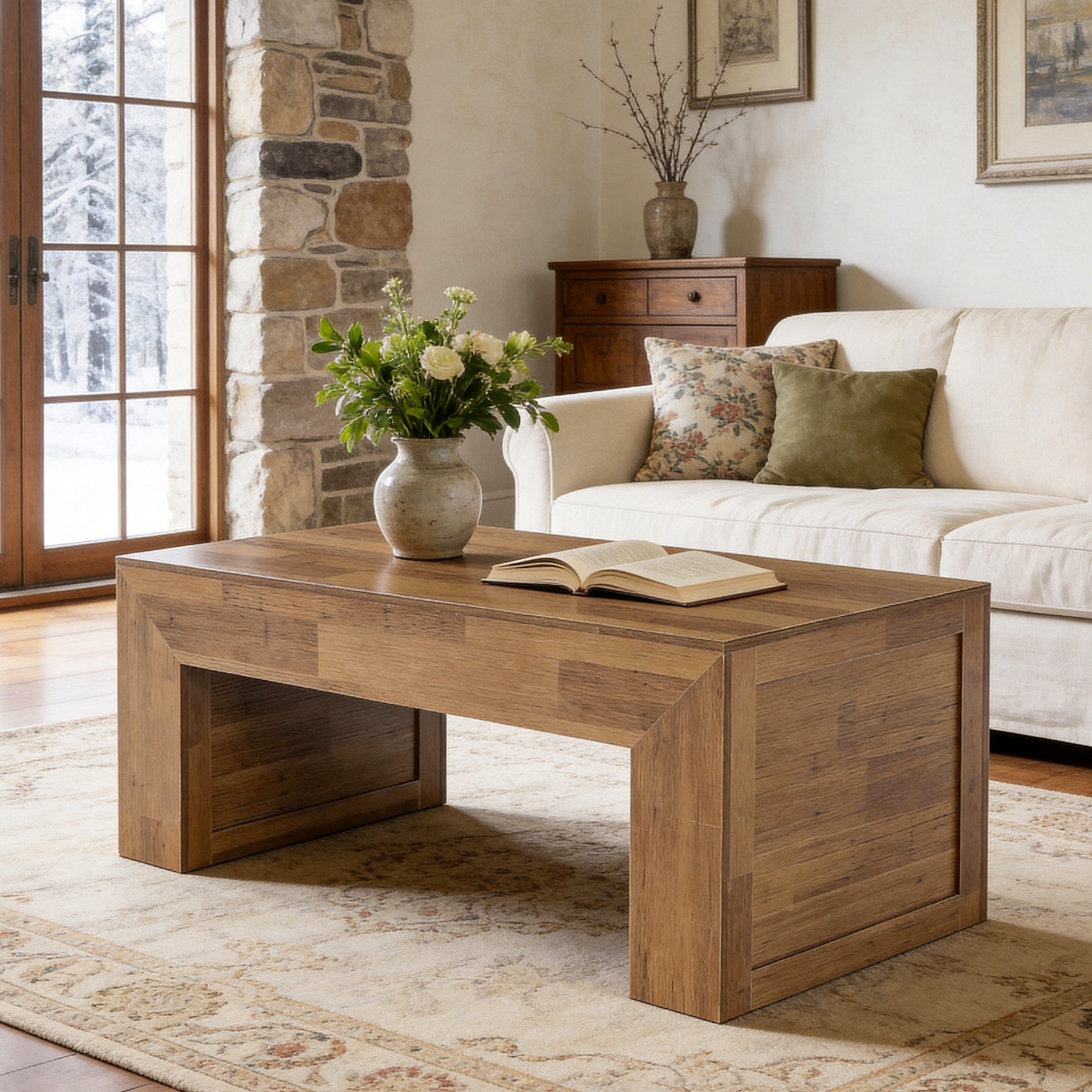 Tribesigns 47" Farmhouse Coffee Table, Wooden Center Table for Living Room