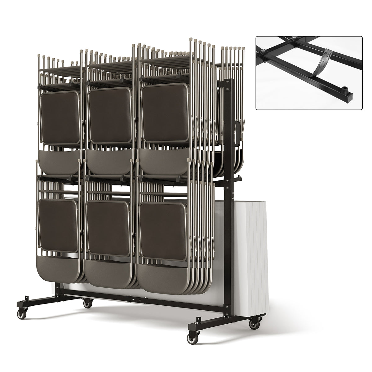 Heavy-Duty Folding Chair Rack On Wheels for Up to 84 Chairs or 12 Tables+42 Chairs, 800 LBS Capacity