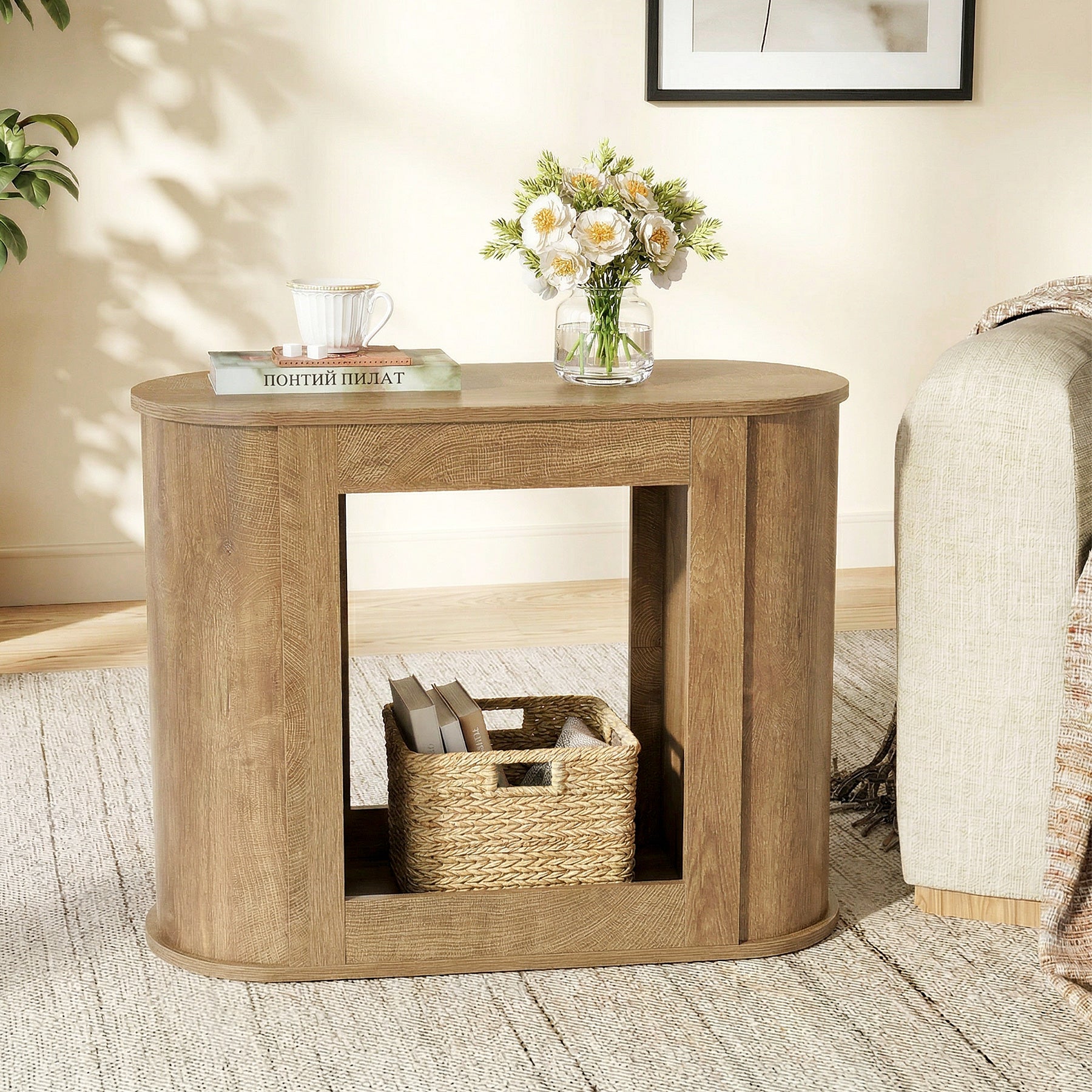 Tribesigns 31.5" Narrow Side Table, 2-Tier End Table with Shelf