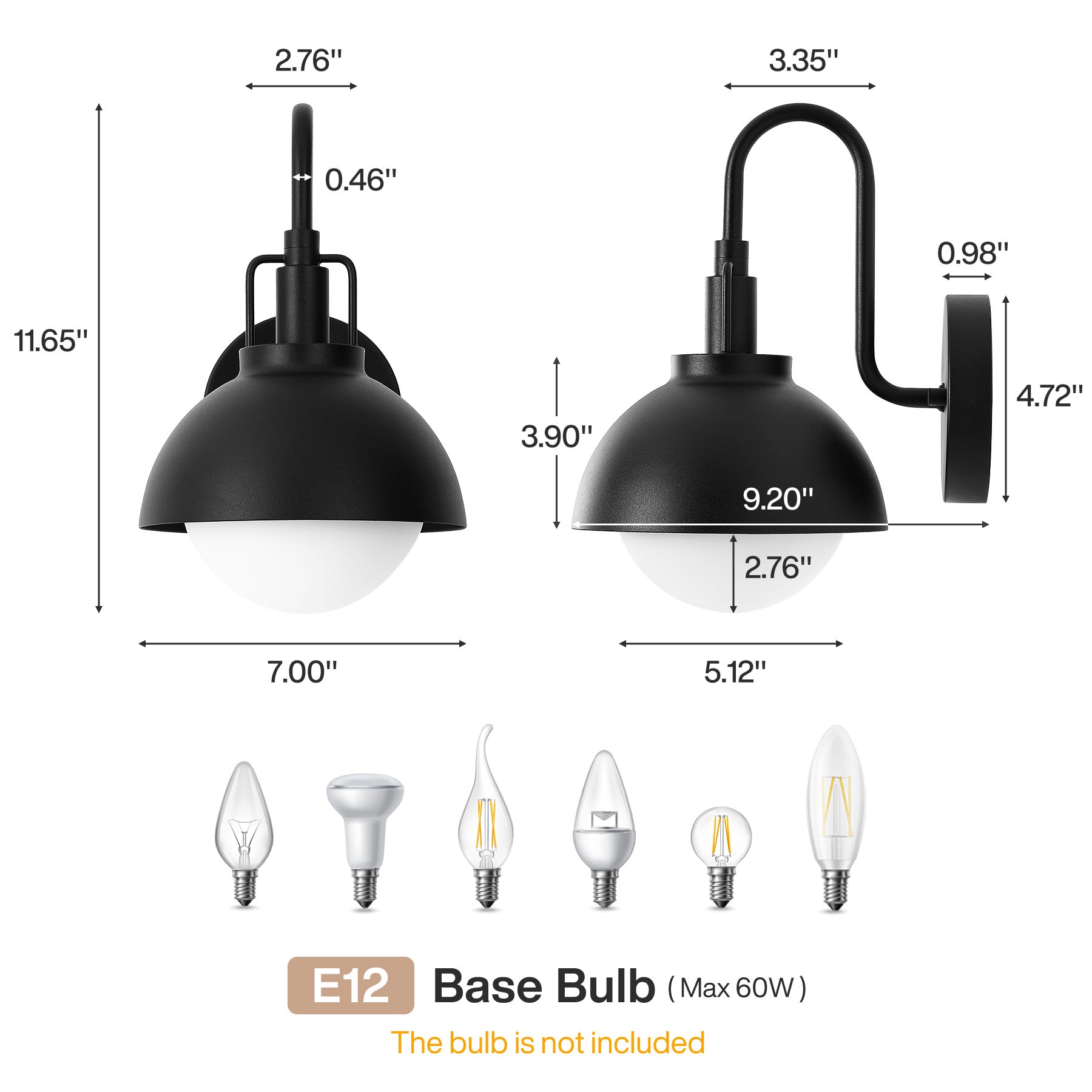 Outdoor Wall Sconce, Waterproof Exterior Wall Light Fixture for Porch, Patio, Entryway