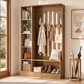 70.9" Freestanding Hall Tree, Furniture Organizer with Bench and Coat Rack 3