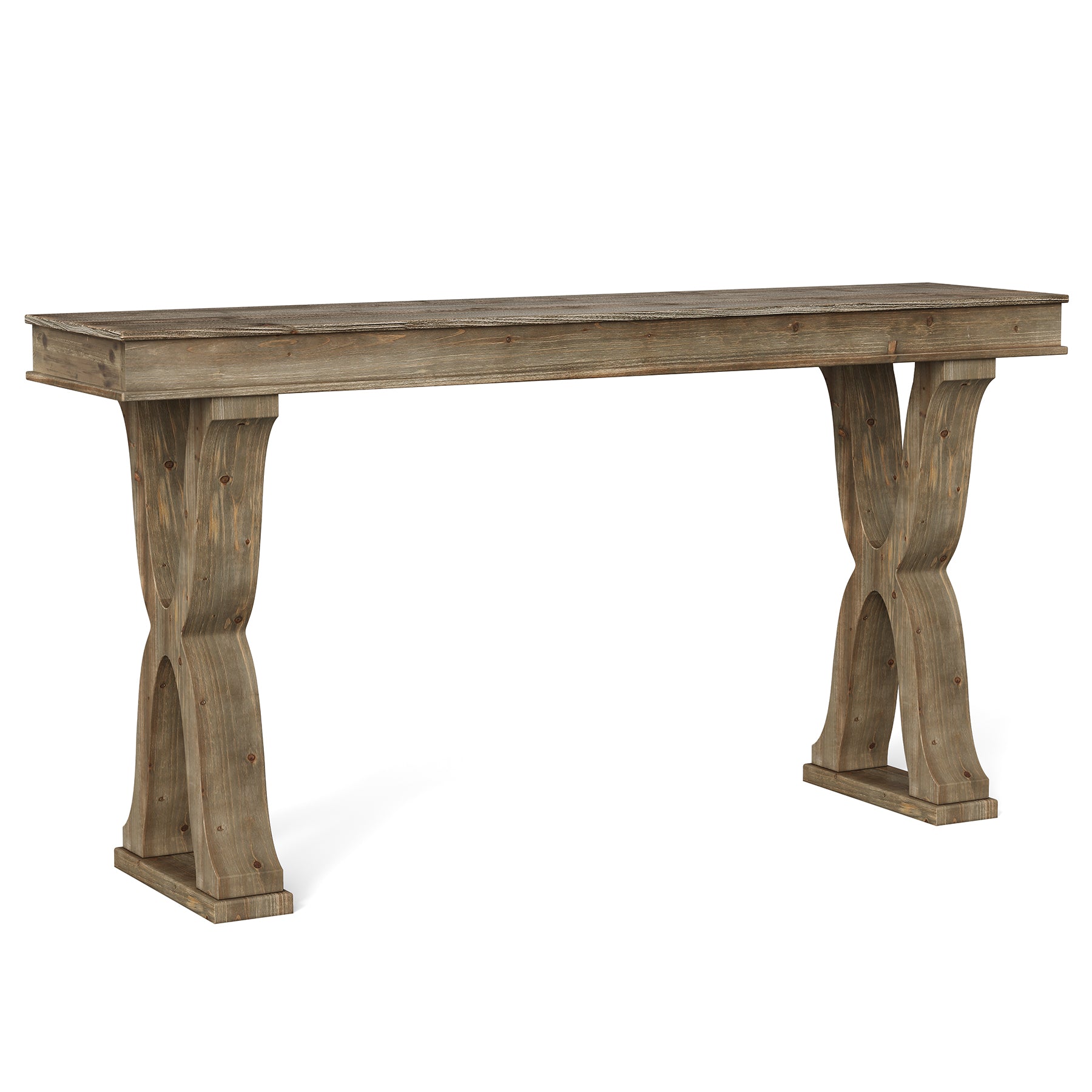 63" Console Table, Solid Wood Sofa Console Entryway Table with X-Shaped Legs
