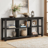 63" Console Table, 3-Tier Solid Wood Sofa Table with 6 Storage Cubes 3