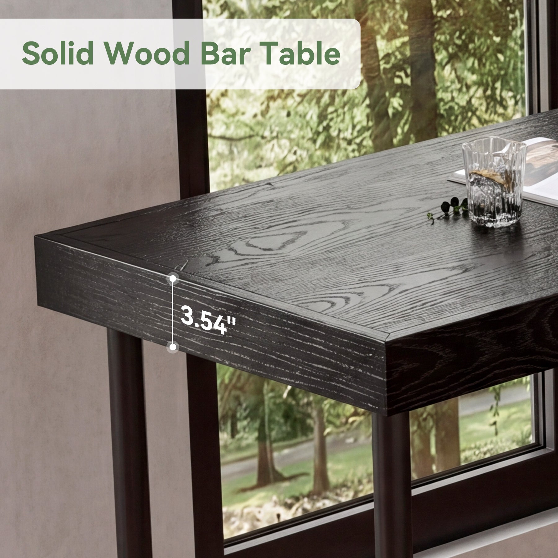 70.87" Solid Wood Bar Table for 6-8 People, Industrial Counter Height Pub Table