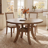 Solid Wood Round Dining Table, 47" Kitchen Table with Unique Curved Legs 3