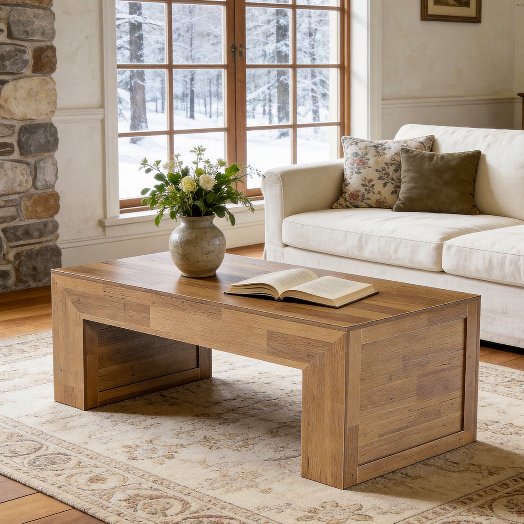 Tribesigns 47" Farmhouse Coffee Table, Wooden Center Table for Living Room
