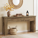 63" Console Table with 2 Drawers, Farmhouse Entryway Sofa Table Behind Couch 3