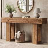 Solid Wood Console Table, 63" Farmhouse Entryway Sofa Table Behind Couch 3