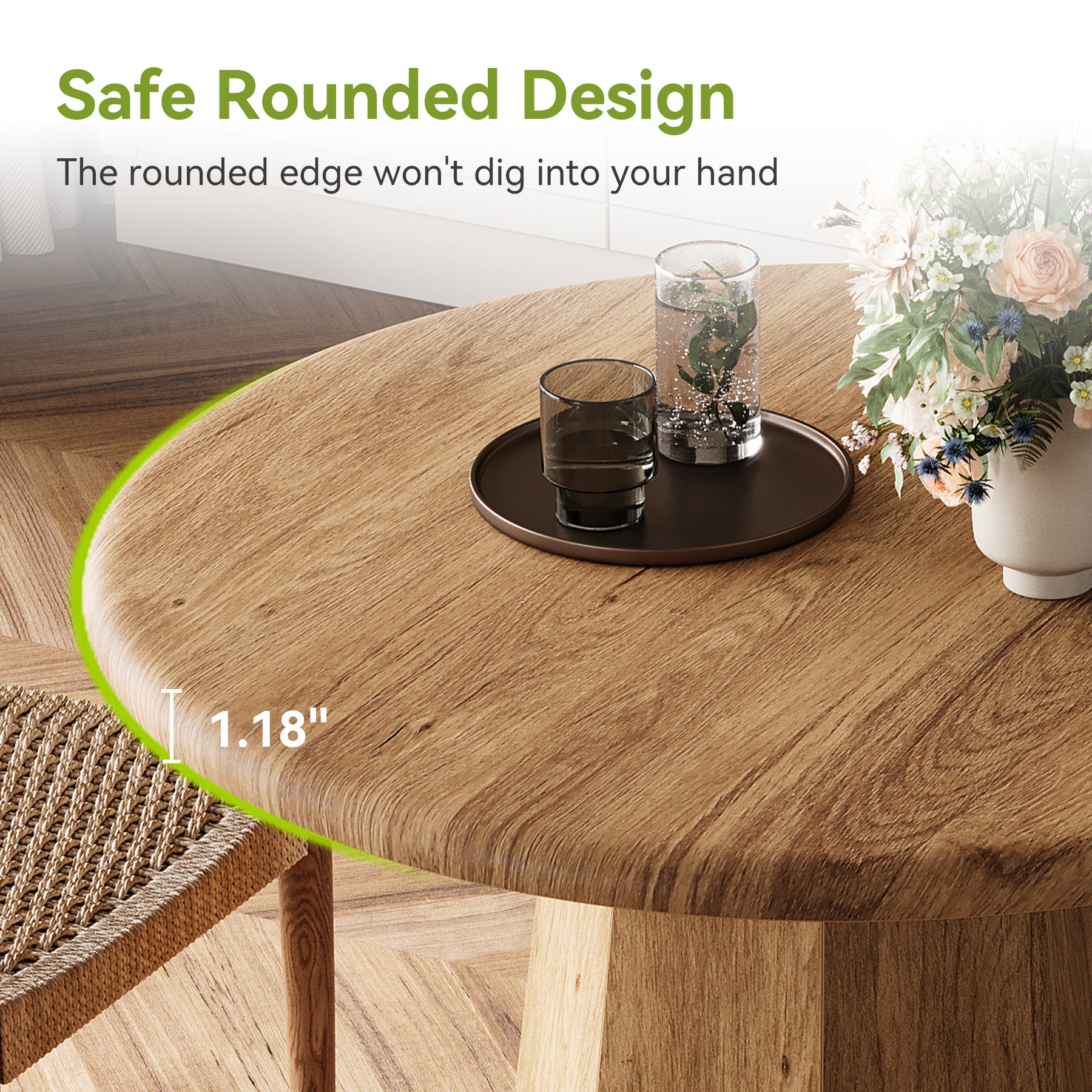 31.5" Round Dining Table for 4, Small Kitchen Table with Octagonal Base for Dining Room