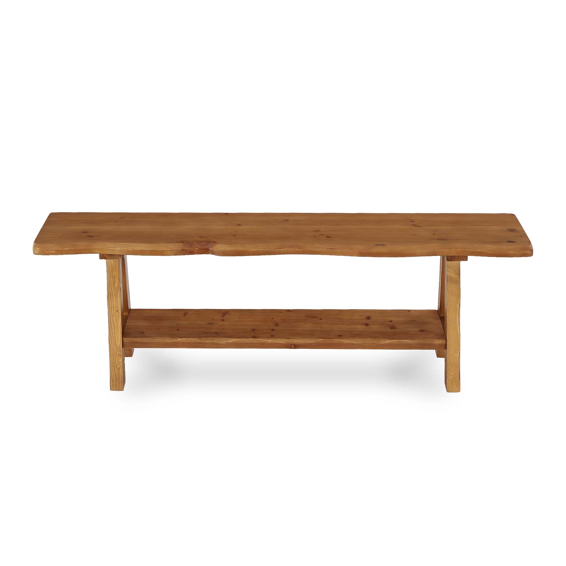 55 Inch Solid Wood Entryway Bench, Farmhouse Live Edge Bench