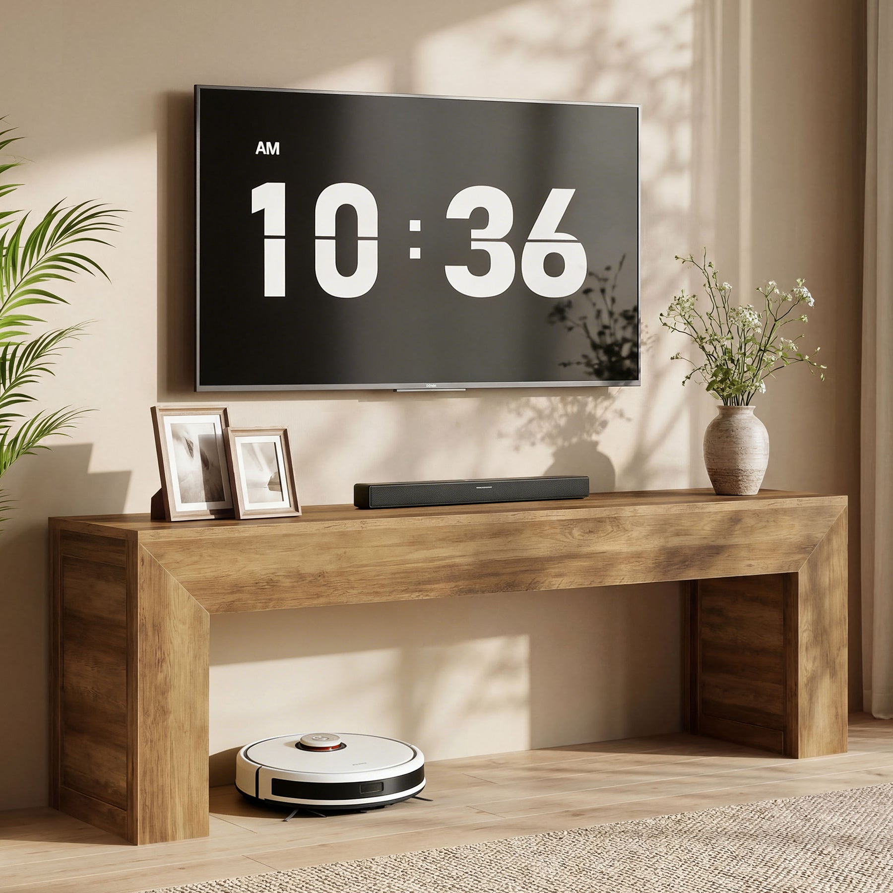 63" Farmhouse TV Stand for 55–75 Inch TVs – Wooden Media Console Entertainment Center