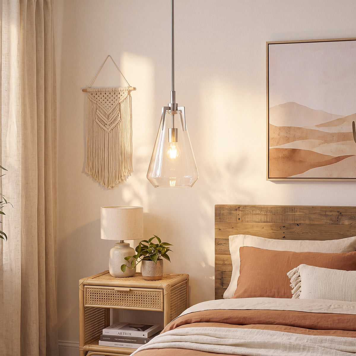 Tribesigns Modern Single Pendant Light with Clear Glass Lampshade