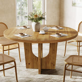 Solid Wood Round Dining Table, 47.2" Farmhouse Kitchen Table for 4-6 People 3