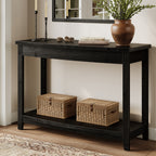 41.3" Solid Wood Console Table, Farmhouse Entryway Table With Storage Shelf