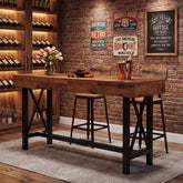 71" Counter Height Bar Table, Industrial Rectangular Pub Table with Metal Footrest 3