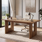 63" Solid Wood Computer Desk, Home Office Executive Desk with Sturdy Frame 3