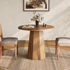 31.5" Round Dining Table for 4, Small Kitchen Table with Octagonal Base for Dining Room