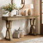 63" Console Table, Solid Wood Sofa Console Entryway Table with X-Shaped Legs