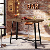 41.3" Solid Wood Bar Table, Counter Height Pub Table with Metal Base for Kitchen 3