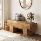 Solid Wood Entryway Bench, 47" Shoe Bench Farmhouse End of Bed Bench 3