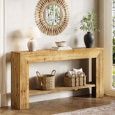 63" Solid Wood Console Table, Narrow Entryway Table with Storage 3