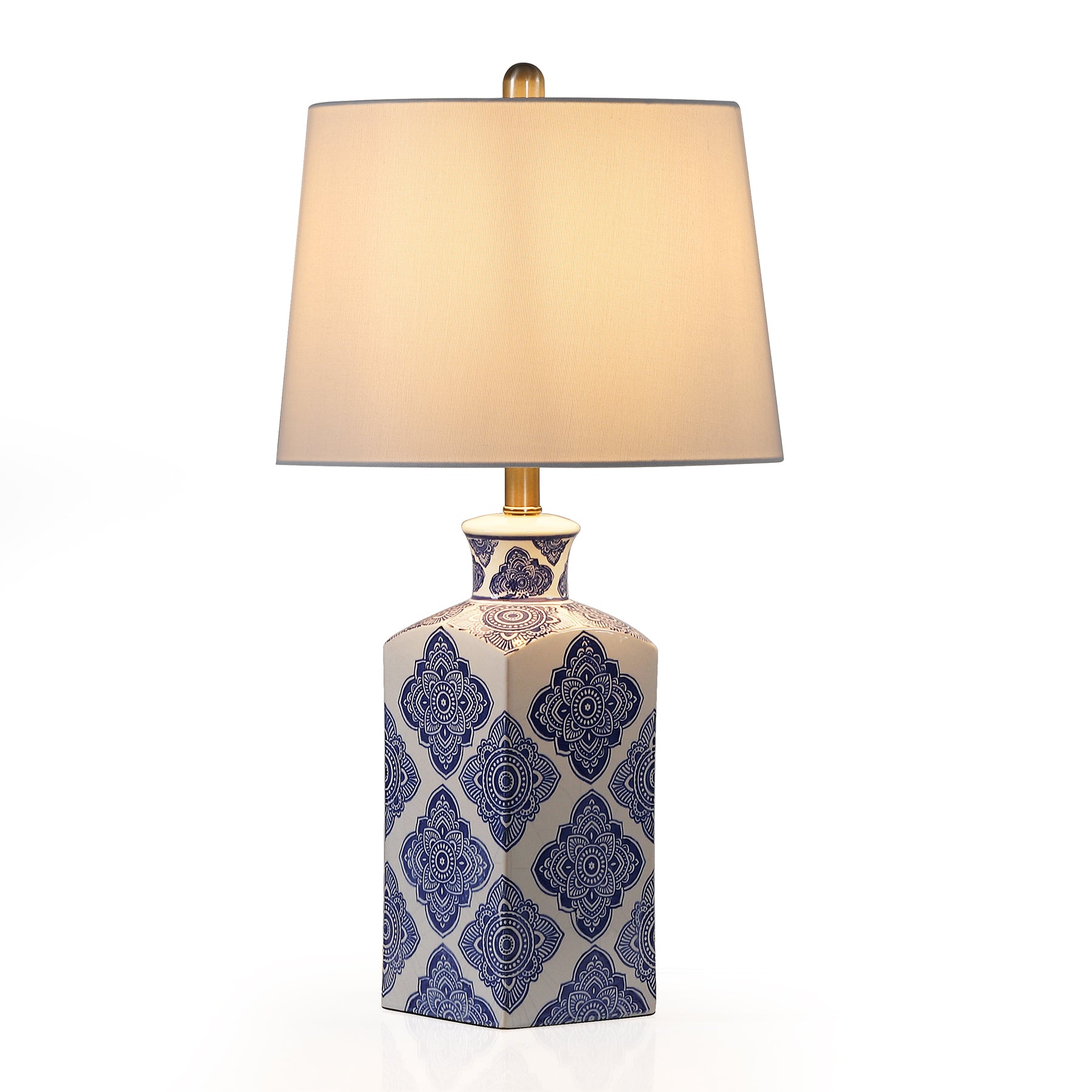 27" Chinoiserie Ceramic Table Lamp, Lighting Fixture with Ceramic Base
