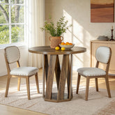 31.5" Round Dining Table, Solid Wood Kitchen Table for 2-4 People 3