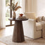 19.7'' Solid Wood Round Fluted Side Table, Pedestal Side Table#Color_Dark Brown