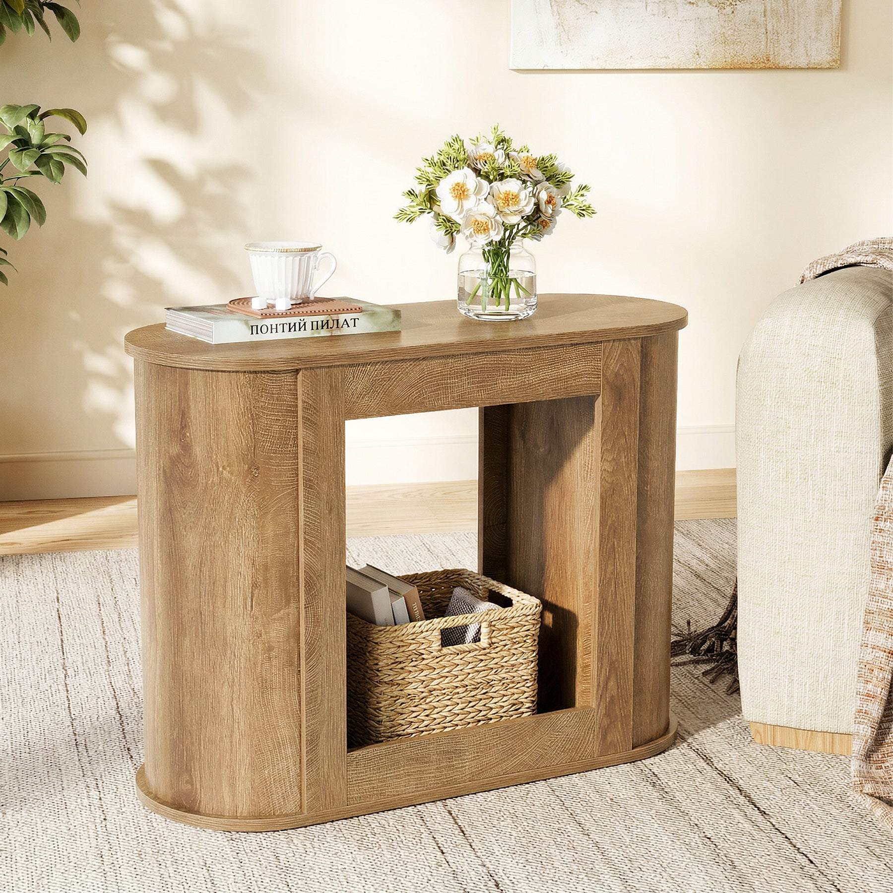 Tribesigns 31.5" Narrow Side Table, 2-Tier End Table with Shelf