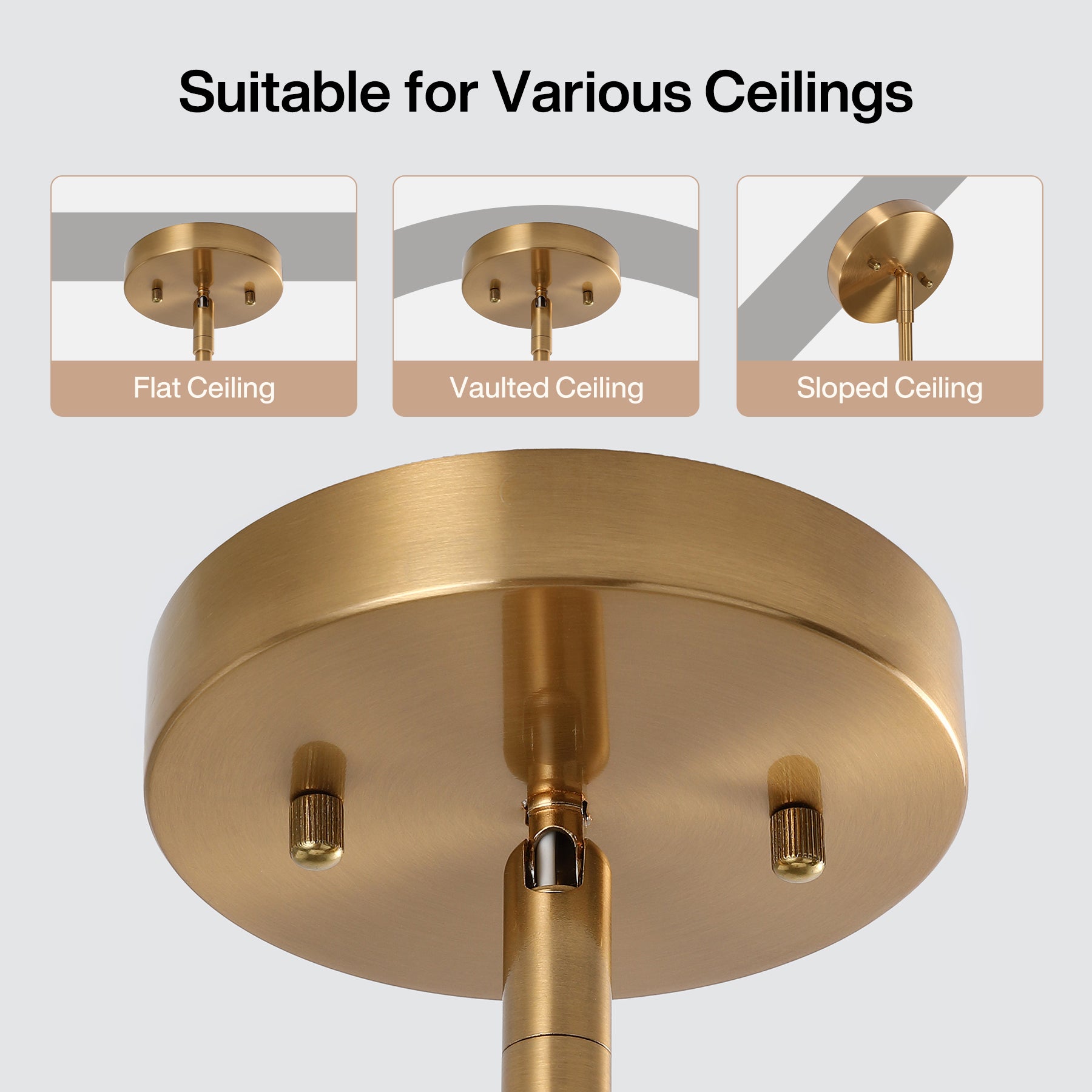 6-Light Chandelier, Modern Adjustable Ceiling Pendant Light Fixture with U-Shaped Arms