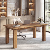 63" Solid Wood Computer Desk, Farmhouse Executive Desk with Heavy-Duty Legs 3