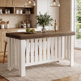 55" Kitchen Island, Farmhouse Stationary Table with Sturdy Base for Kitchen 3