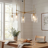 5-Light Chandelier, Modern Pendant Light with Water Ripple Wine Glass Shades 3