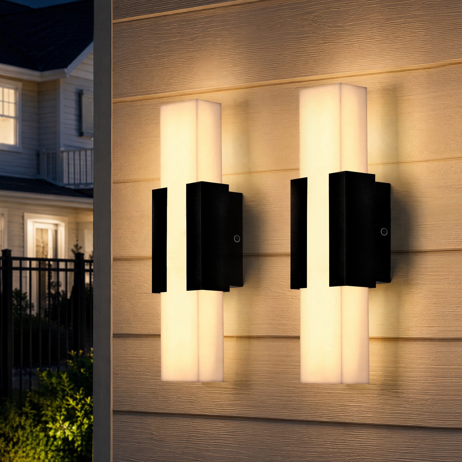 Outdoor Wall Light, Modern Exterior Wall Sconce with Metal Base & Acrylic Shade