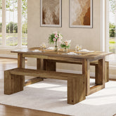 59" Long Dining Bench, Solid Wood Kitchen Table Bench Seat 3