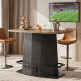 47" Bar Table, Industrial Counter Height Pub Table with Fluted Pedestal Base 3