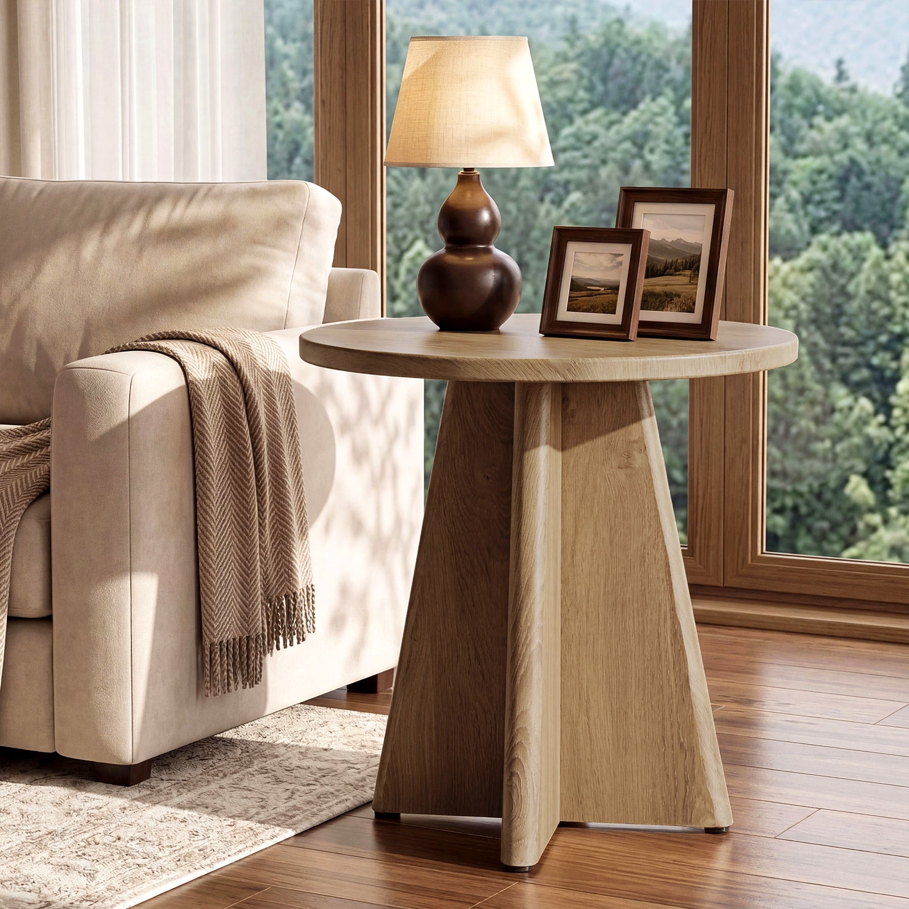 Tribesigns 19.7" Round End Table, Wooden Side Table for Living Room