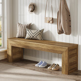 63" Farmhouse Entryway Bench, Wooden Shoe Storage Bench for Hallway, End of Bed, or Dining Seating 3