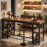 79" Industrial Bar Height Table with 2-Tier Side Storage, Rectangular Pub Table 3