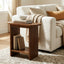 Solid Wood End Table, H-Shaped 2-Tier Side Table with Storage Shelf