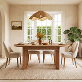 63" Oval Dining Table, Farmhouse Solid Wood Kitchen Table with Chunky Legs for 4-6 People 3