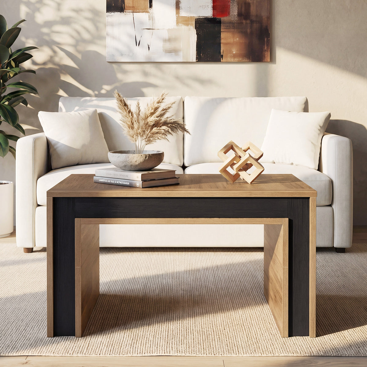 31.5" Square Coffee Table, Modern Center Table with Heavy Duty Base for Living Room