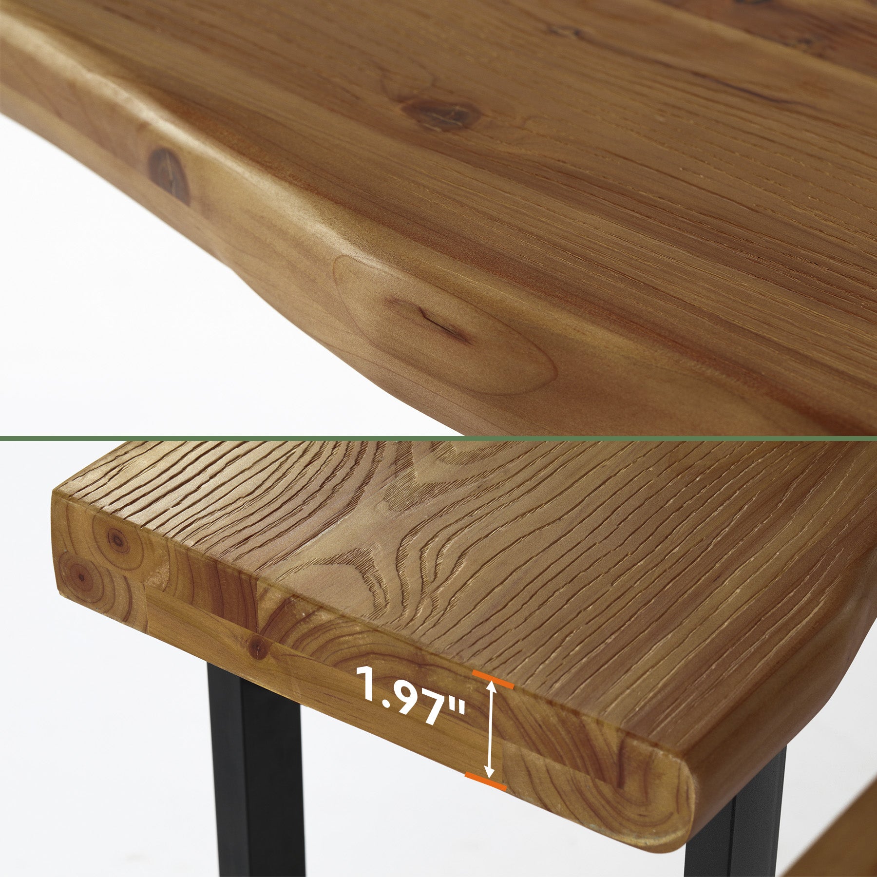 63" Solid Wood Live-Edge Console Table with Metal Legs – Narrow Farmhouse Sofa Table